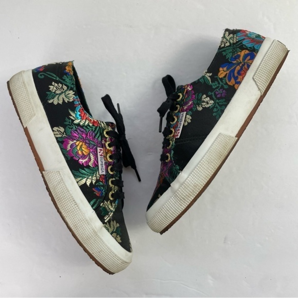 Superga 2750 Black Satin Mandarin Embroidery Sneakers‎ - Picture 10 of 16